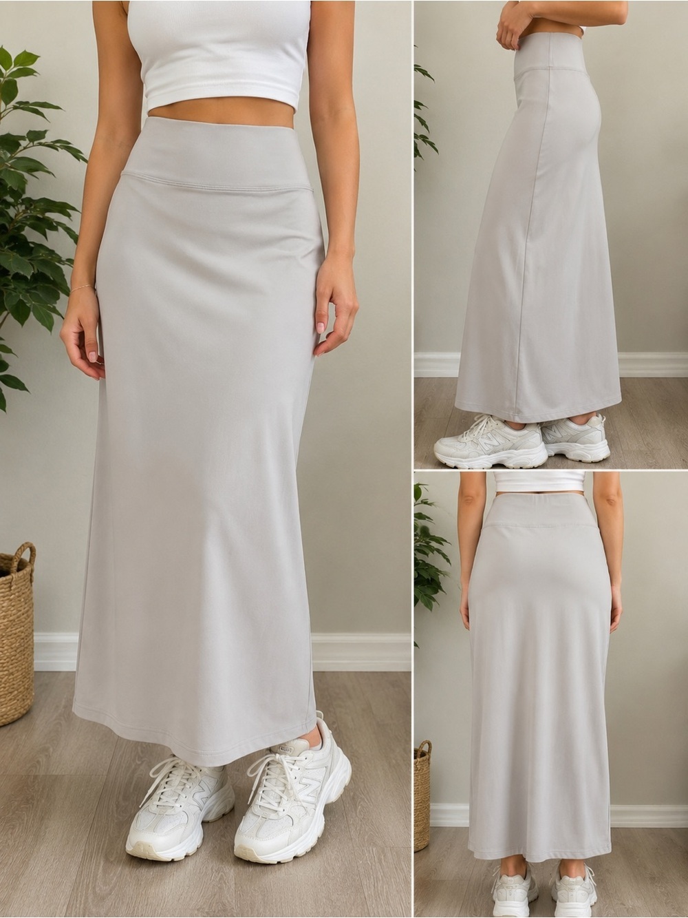 Fabletics Taupe High-Waist Maxi Skirt